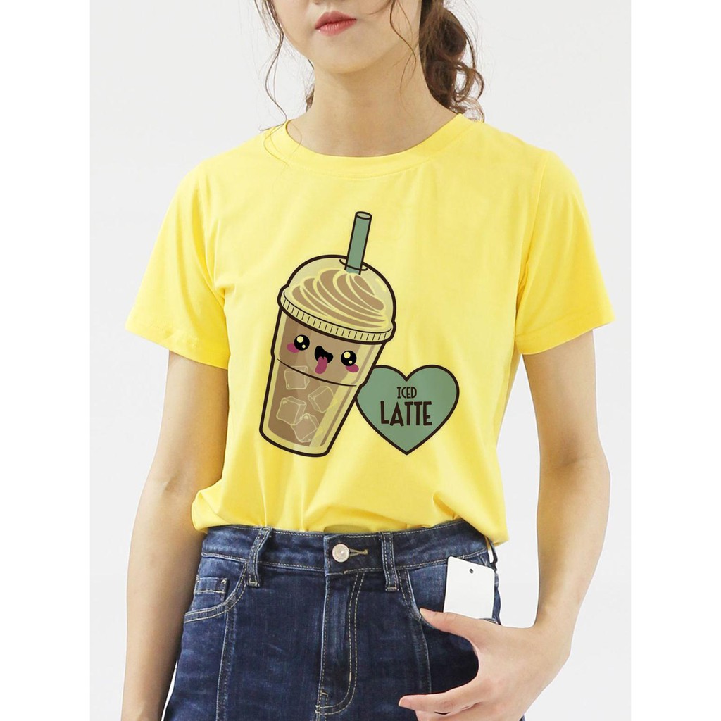ÁO THUN NAM NỮ AT2393 TRÀ SỮA ICED LATTE ART FOOD THỜI TRANG AOMI unisex PHONG CÁCH CÁ TÍNH ĐẸP