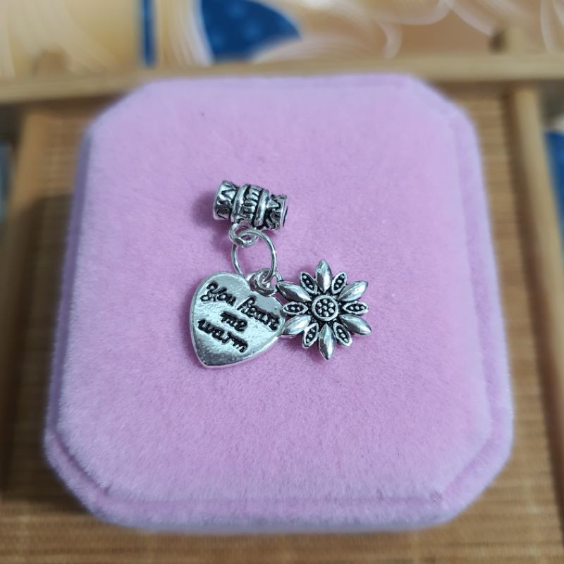 Charm bạc 925 trái tim mix hoa tuyết