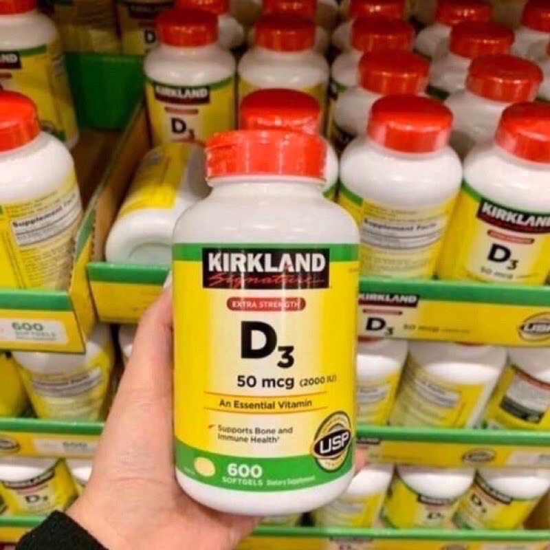 Viên Uống Bổ Sung Vitamin D3 Kirkland D3 50 Mcg (2000iu) - 600 Viên - Mỹ date 5.2024 (có tách bán lẻ)