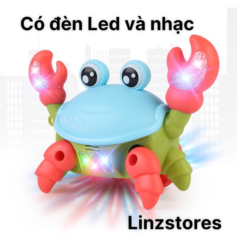 Đồ chơi cho bé Cua chạy pin dắt đi chơi có nhạc và có đèn led