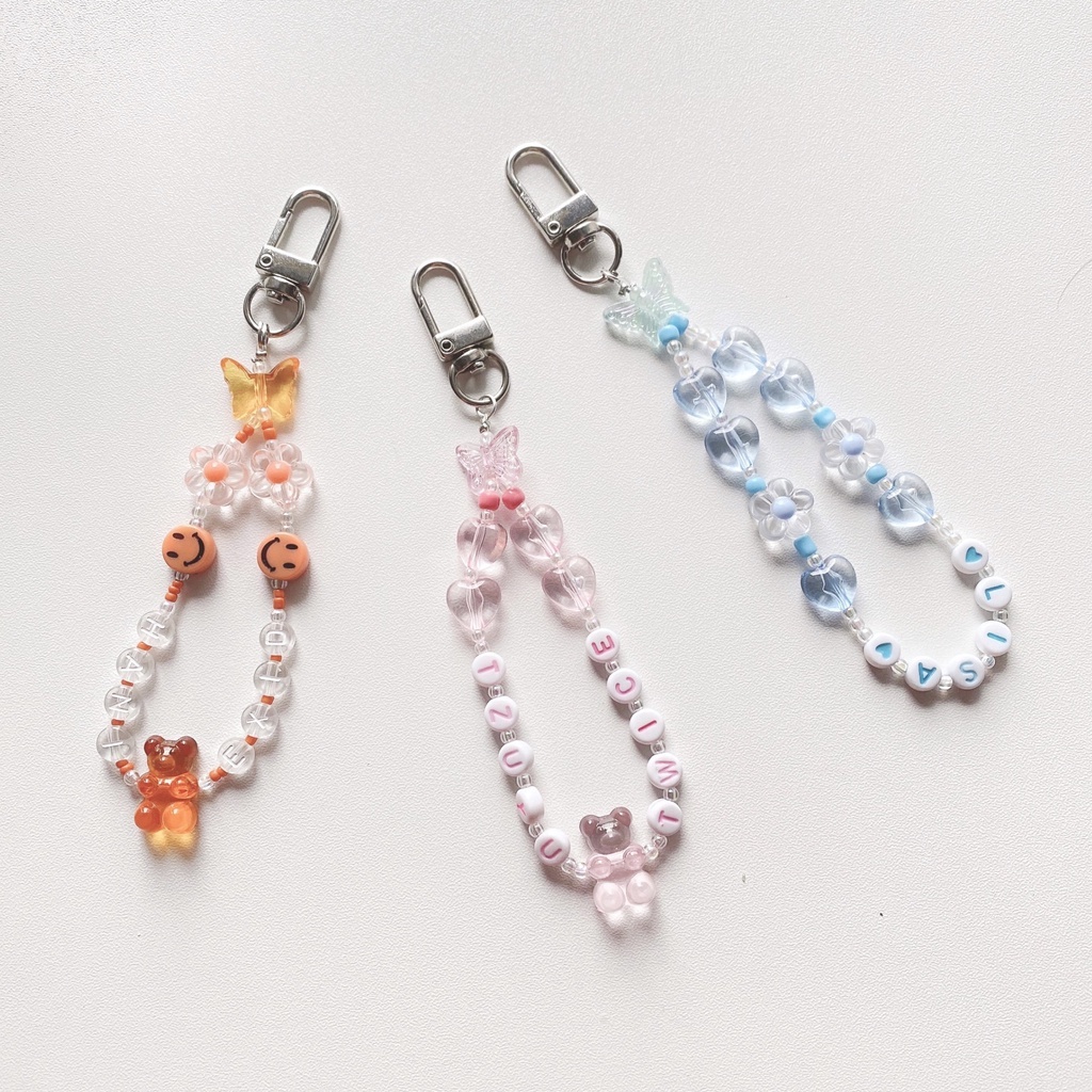 Strap chuỗi dây hạt kèm móc khóa in ảnh theo yêu cầu