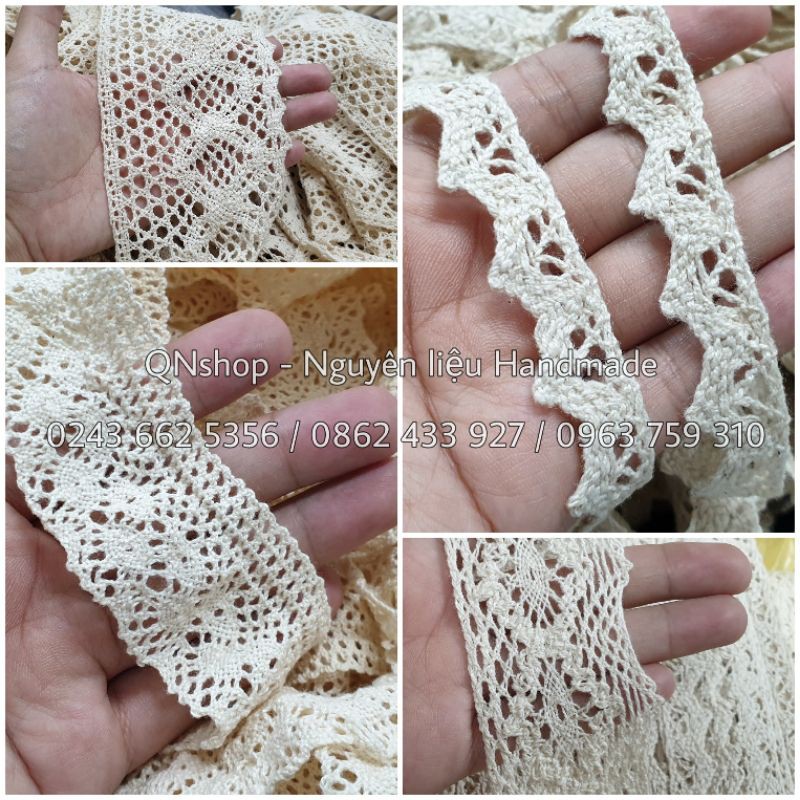 2 -5 mét Ren trang trí kiểu dáng Vintage dày đẹp, ren viền may mặc