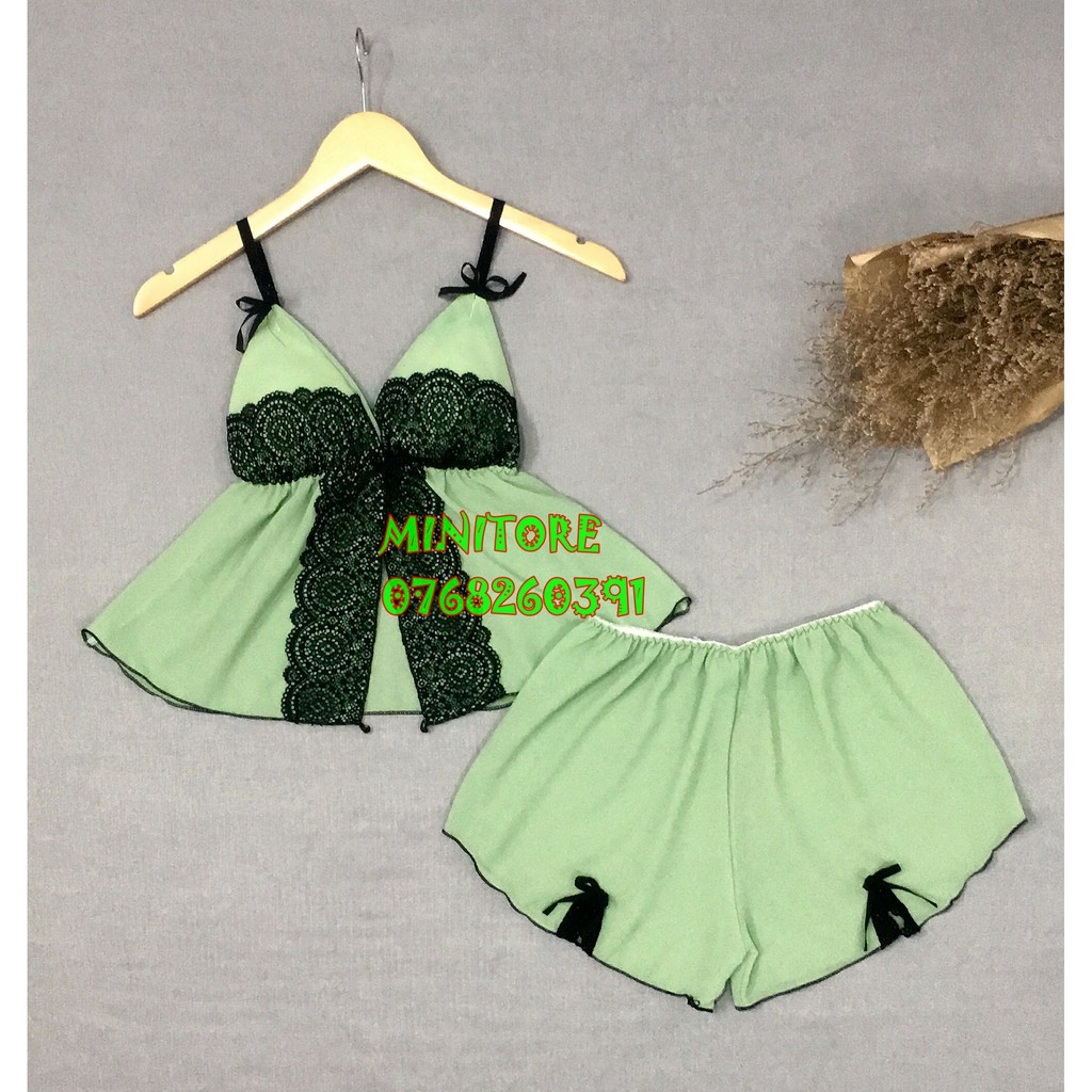 [DƯỚI 55KG] BỘ VOAN CROPTOP CÓ MÚT, PHỐI REN VOAN MỎNG  MÁT MẶC NGỦ SEXY - HÀNG XƯỞNG NHÀ MAY ĐƯỜNG MAY KỸ