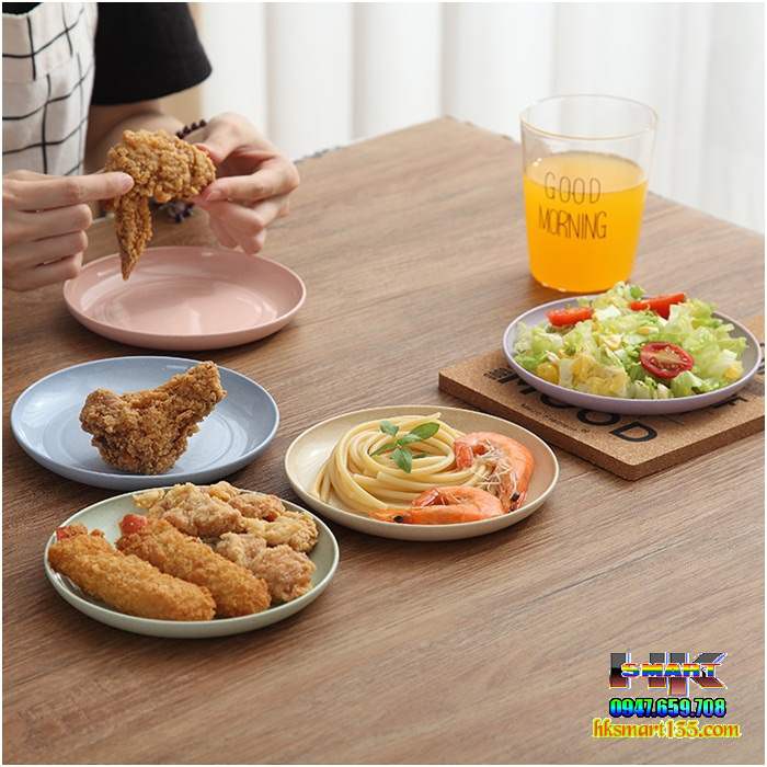 Sét 6 chiếc đĩa nhựa lúa mạch đường kính 15cm nhiều màu độc đáo, trang trí không gian bàn ăn thêm đẹp mắt
