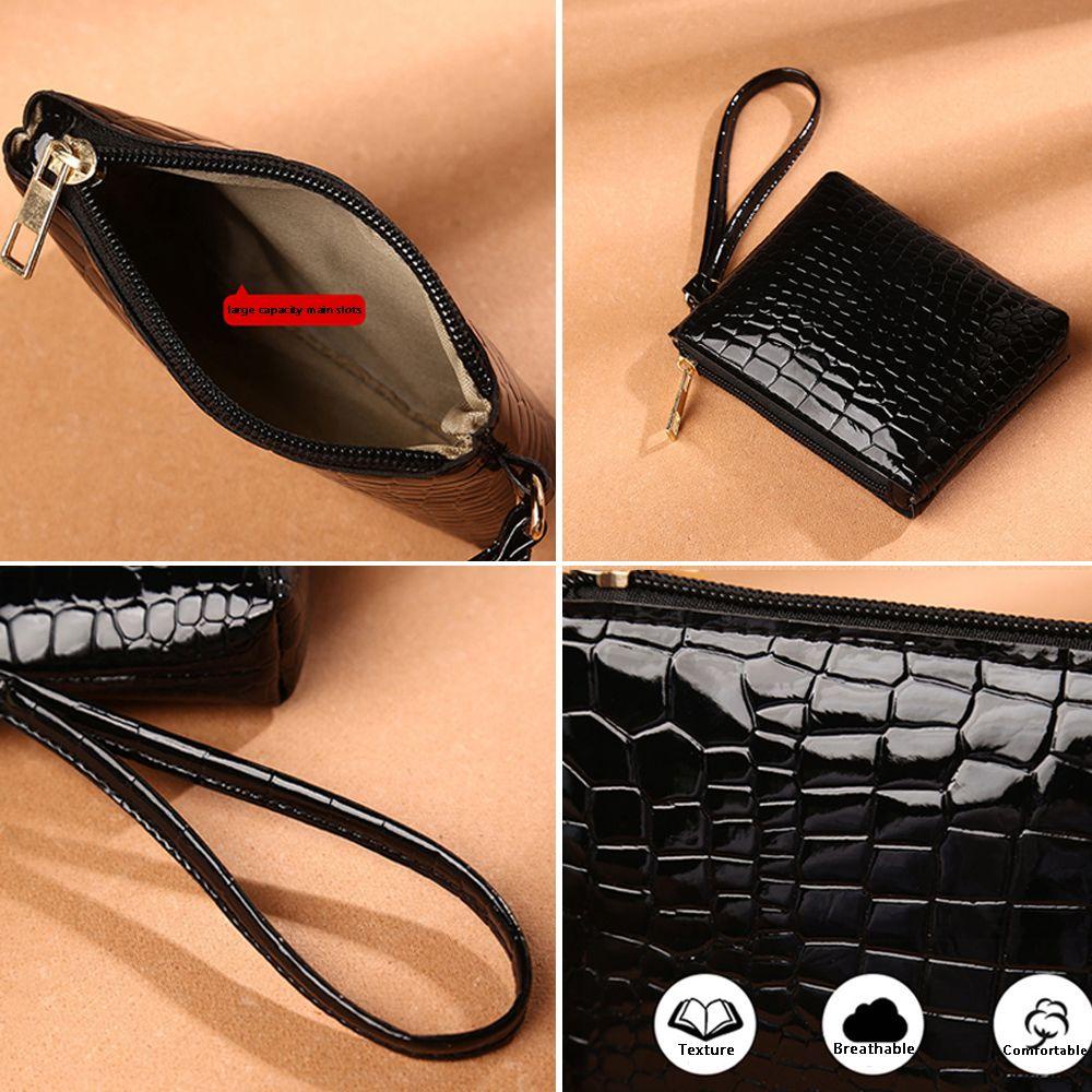 MIHAN1 Female Card Coin Wallet Coin Purses PU Change Bag Mini Solid Color Handbag Zipper Crocodile/Multicolor