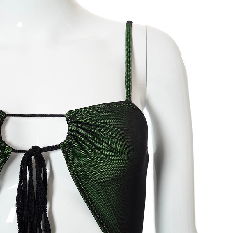 DUNEA Đầm hai dây C318 phối lưới ôm dáng thời trang cho nữ