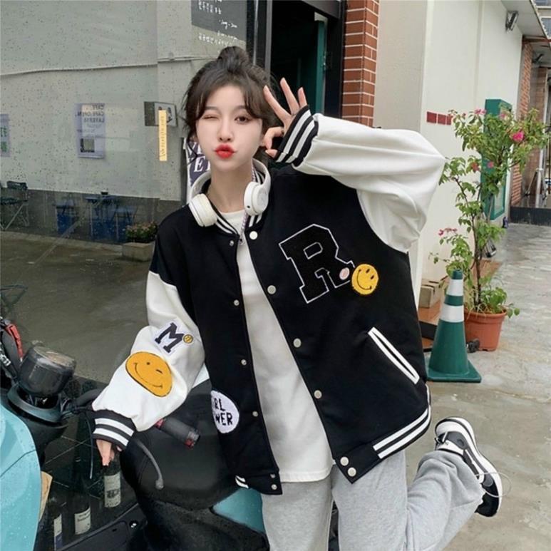 Áo khoát nữ bomber logo R hàng đẹp cực hót-A821