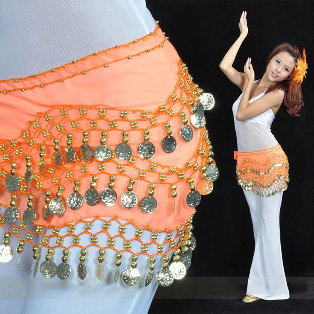 Thắt Lưng Dây Xích Bằng Vải Voan Đính Đồng Xu Thời Trang Cho Nữ Múa Bụng