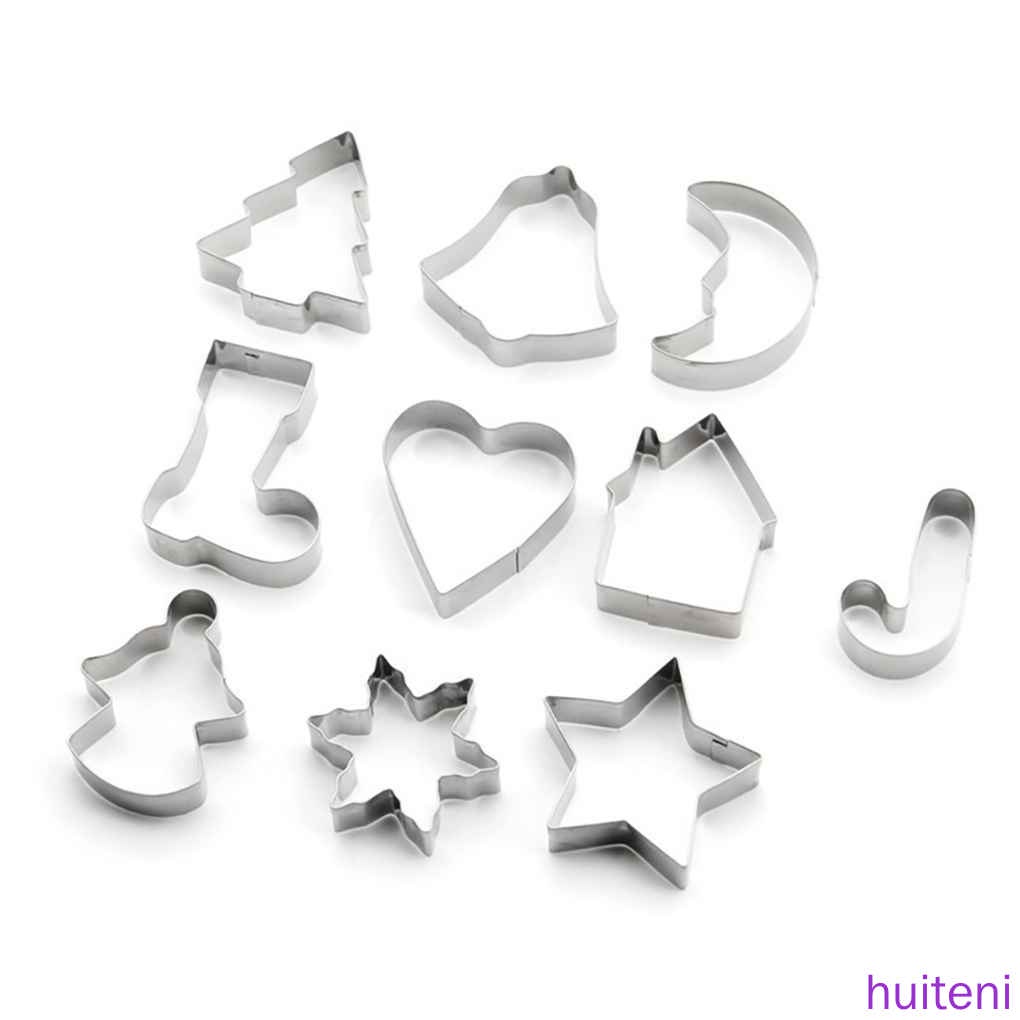 Set 10 khuôn làm bánh quy bằng thép không gỉ hình ngôi sao/cây thông/ngôi sao/cây thông/ngôi sao/cây thông giáng sinh