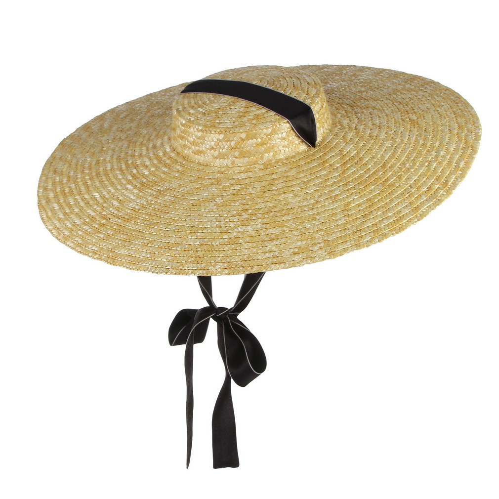 Mũ cói rộng vành phối dây ruy băng thời trang đi biển thời trang cho nữ
