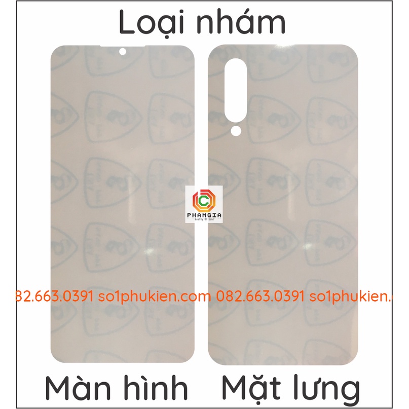 Dán PPF Xiaomi Mi 9 Lite loại trong, nhám, da cá sấu dành cho màn hình, mặt lưng, full body lưng viền