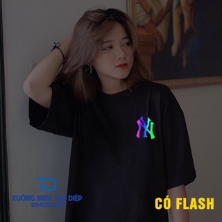 Áo thun ny in ngực phản quang 7 màu , phom rộng , chất cotton 45 cute