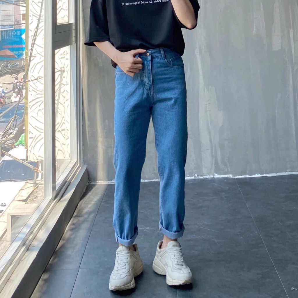 Baggy Jeans Xanh và Đen Nam Nữ Cao Cấp Hàn Quốc