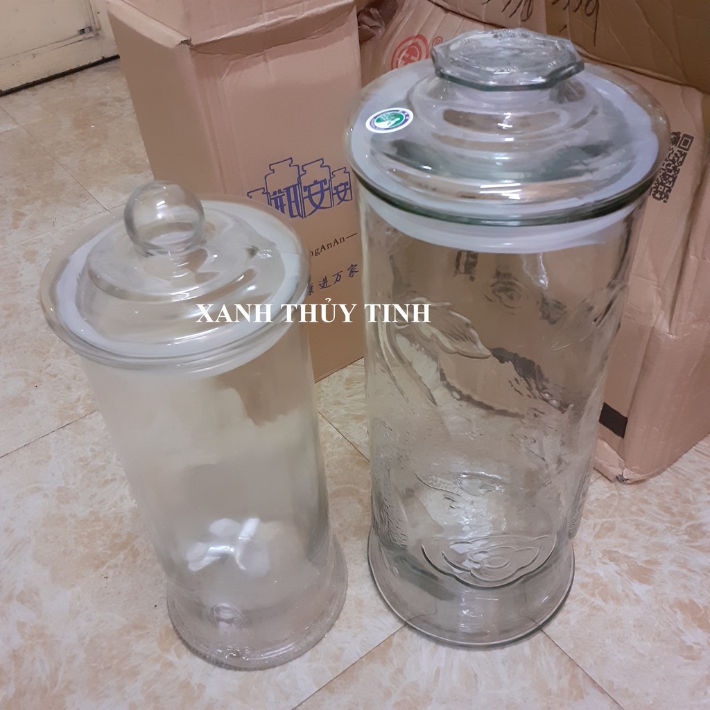 Bình thủy tinh trụ rồng ngâm củ sâm, ngâm quả, ngâm nấm linh chi - dung tích 15 Lít