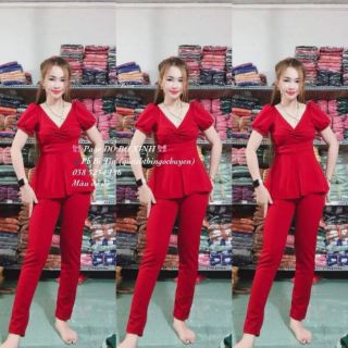 Set bộ áo xoắn ngực và quần dài