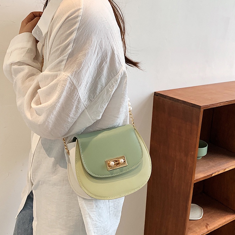Túi Đeo Chéo Màu Sắc Tương Phản Phong Cách Hàn Quốc Cho Nữ