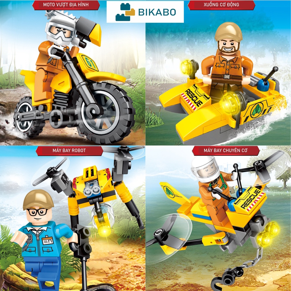 Đồ chơi mô hình lắp ráp robot biến hình 349 chi tiết 8 trong 1, mô hình lắp ghép robot biến hình cỡ lớn, BIKABO