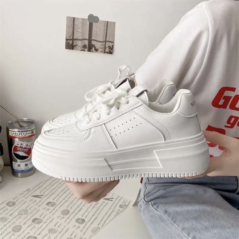 Giày thể thao nữ Fashion Full trắng độn đế 6cm