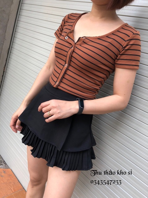 Áo croptop gài nút ( hình chụp thật 100%) 40-56kg