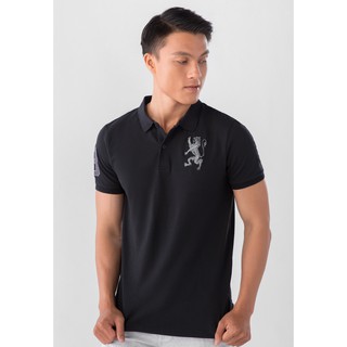 Áo Thun Nam Có Cổ Ngắn Tay Giordano Polo Màu Đen Có Logo Sư Tử 0101720234