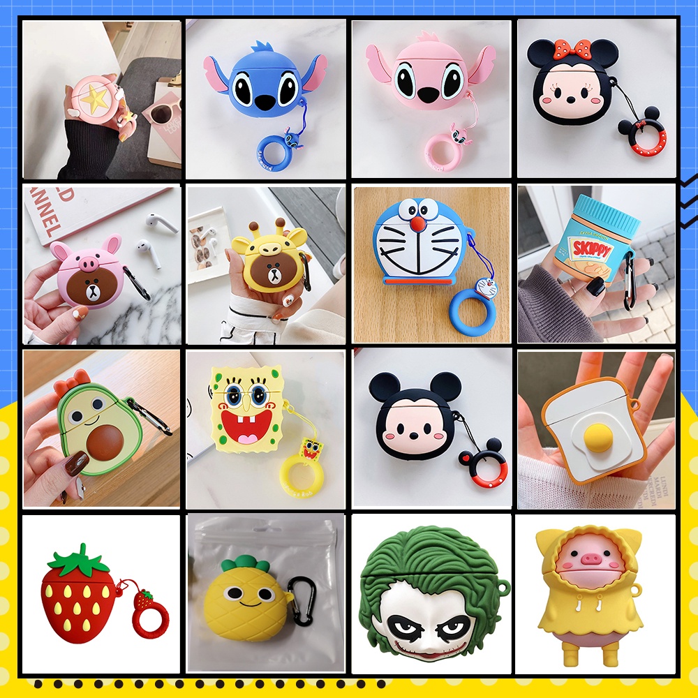 Vỏ bảo vệ hộp sạc tai nghe bluetooth silicone mềm thích hợp cho Airpods 1 2 Inpods 12 i12 i11 i10 i9s i23