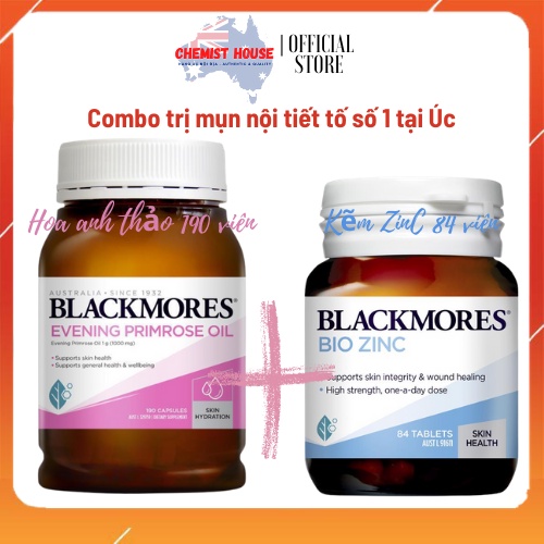 [Hàng chuẩn Úc] Combo giảm mụn, trắng sáng đẹp da (Blackmores Hoa Anh Thảo + Kẽm Zinc) date 2023 | BigBuy360 - bigbuy360.vn