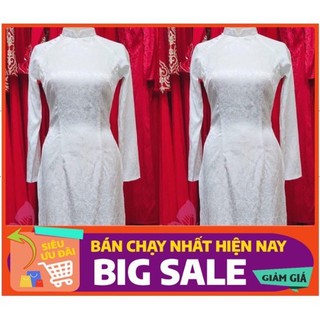 [ SALE 50% ] Áo Dài Gấm Tơ Trắng - Co Dãn - Đủ Size