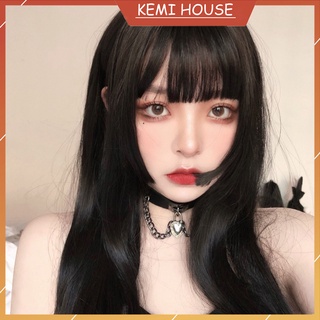 Tóc giả nữ thẳng dài mái thưa Hime style Nhật