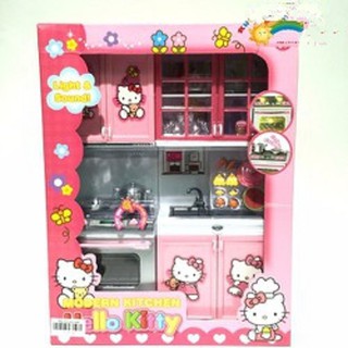Do choi nau an, nha bep, ĐỒ CHƠI TỦ BẾP HELLO KITTY DÙNG PIN PHÁT NHẠC(KÈM PIN)