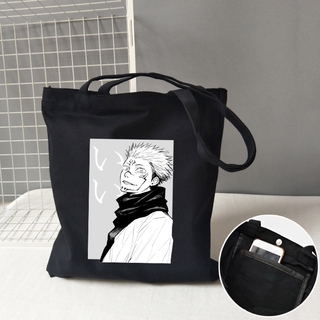 Anime Nhật Bản Jujutsu Kaisen Yuji Itadori Túi Xách Vải Cotton Túi Tote Đeo Vai Người Mua Sắm Túi Có Nút