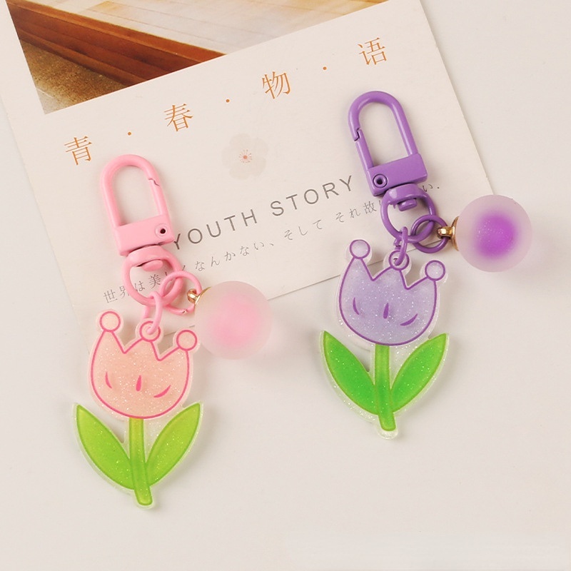 Móc Khóa Hình Vương Miện Và Hoa Nhựa Resin Màu Kẹo Sáng Tạo