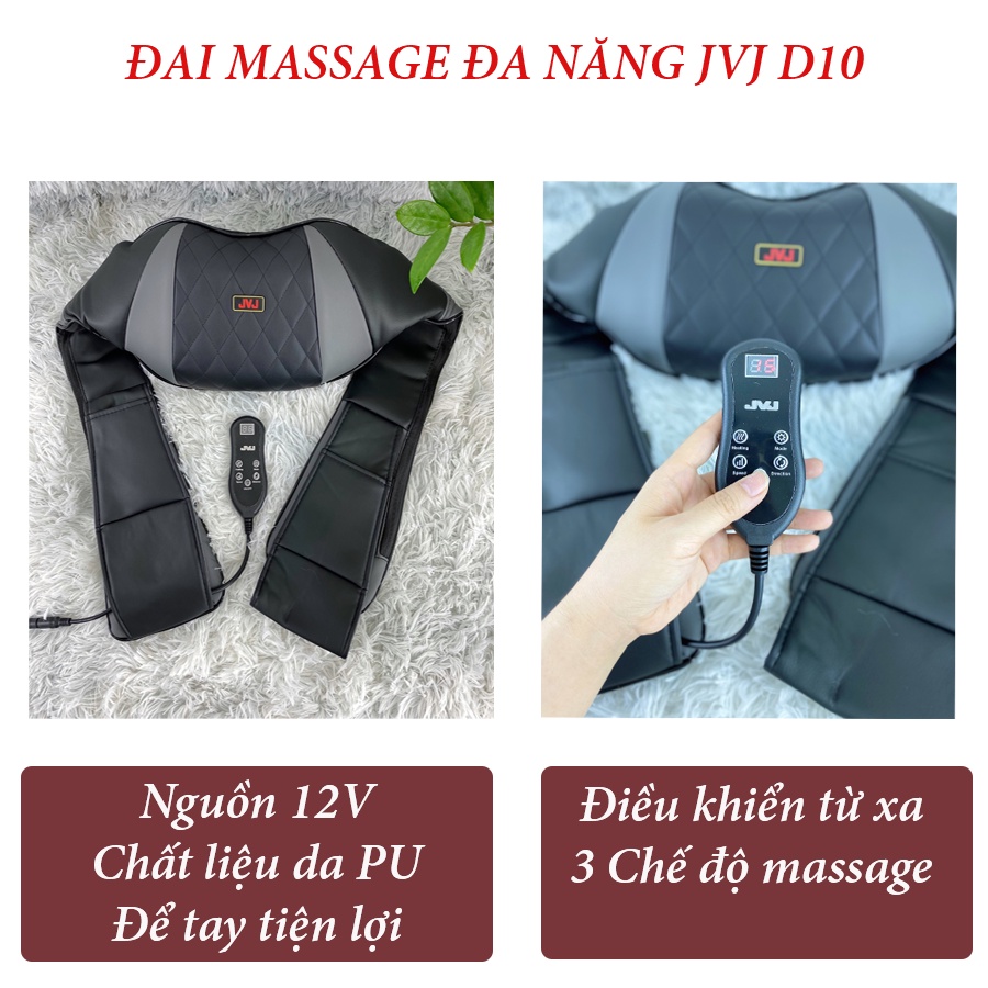 Đai massage cổ vai gáy hồng ngoại JVJ D10 3 chế độ massage hỗ trợ giảm đau vai gáy, bụng,cổ,lưng eo,tay chân- BH 12T