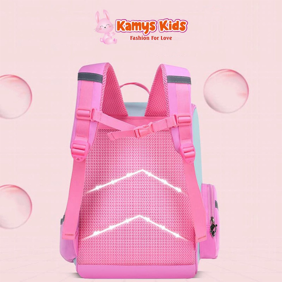 Balo học sinh KAMYS KIDS chống gù lưng phản quang nhân vật hoạt hình ngộ nghĩnh