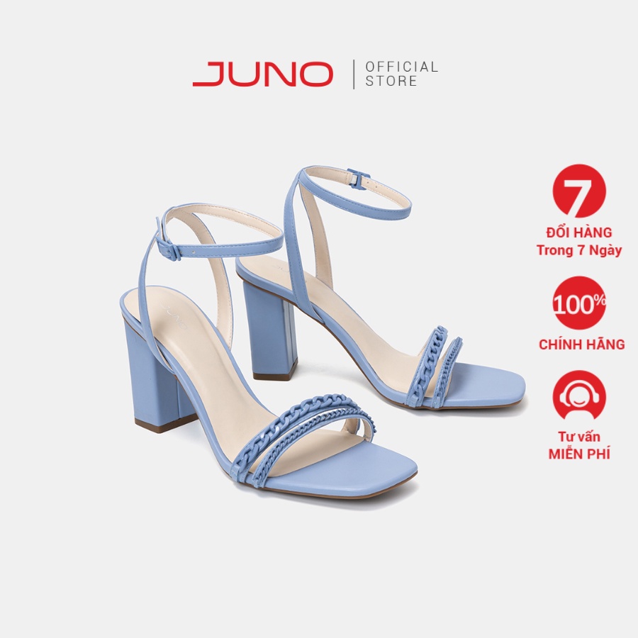 Giày Sandal 9CM JUNO Gót Trụ Trang Trí Xích Đôi SD09104
