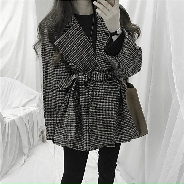 Áo Dạ Nữ, Cổ Vest Kèm Đai Vải Dạ 2 Lớp Dầy Dặn Siêu Sang Chảnh - HÀNG MỚI VỀ