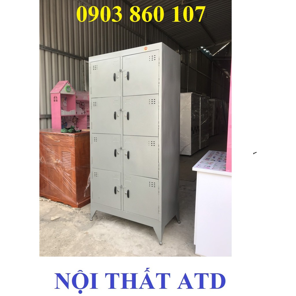 Tủ hồ sơ sắt văn phòng đựng đồ cá nhân cho nhân viên - Tủ locker sắt 8 ngăn 10 ngăn dày dặn