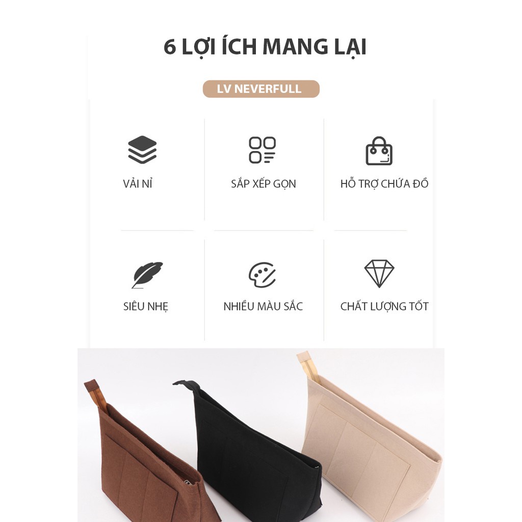 LNF LÓT TÚI LV Neverfull cao cấp full Size loại N-1 | Khách có nhu cầu may Lót túi bất kỳ vui lòng Chat với shop