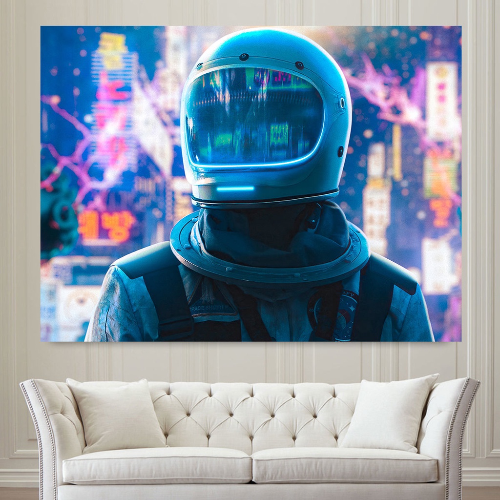 Tranh vải treo tường trang trí nội thất hình phi hành gia vũ trụ NASA