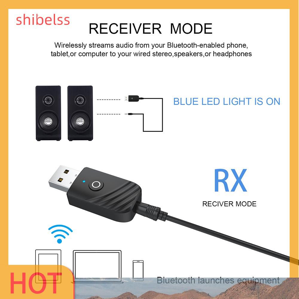 Usb Truyền Nhận Tín Hiệu Bluetooth 5.0 Shibelss 3 Trong 1 Cho Tai Nghe / Xe Hơi / Tv / Pc