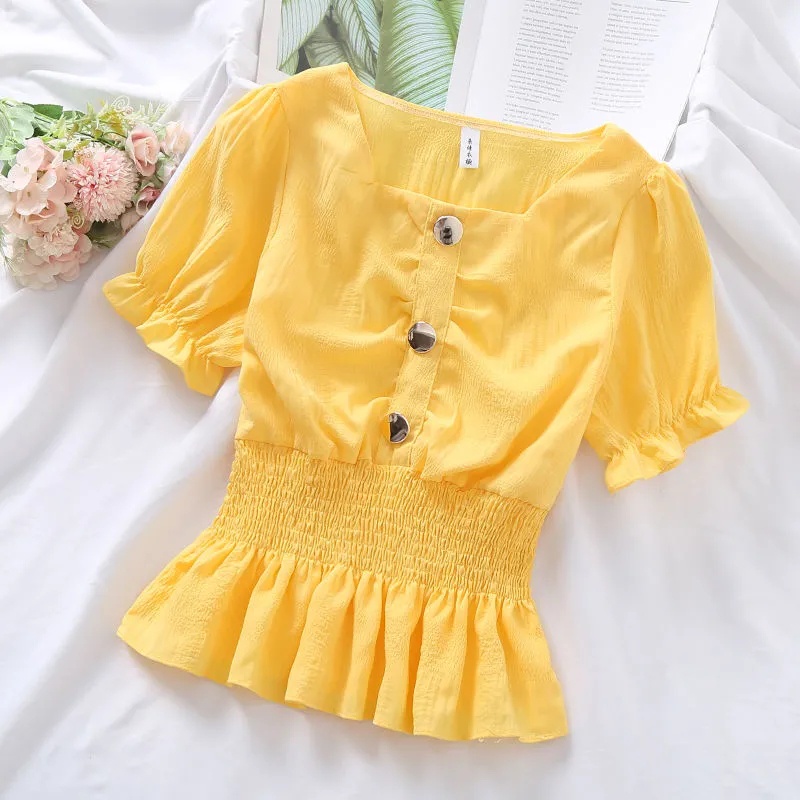 Áo Kiểu Tay Ngắn Màu Trơn C8947