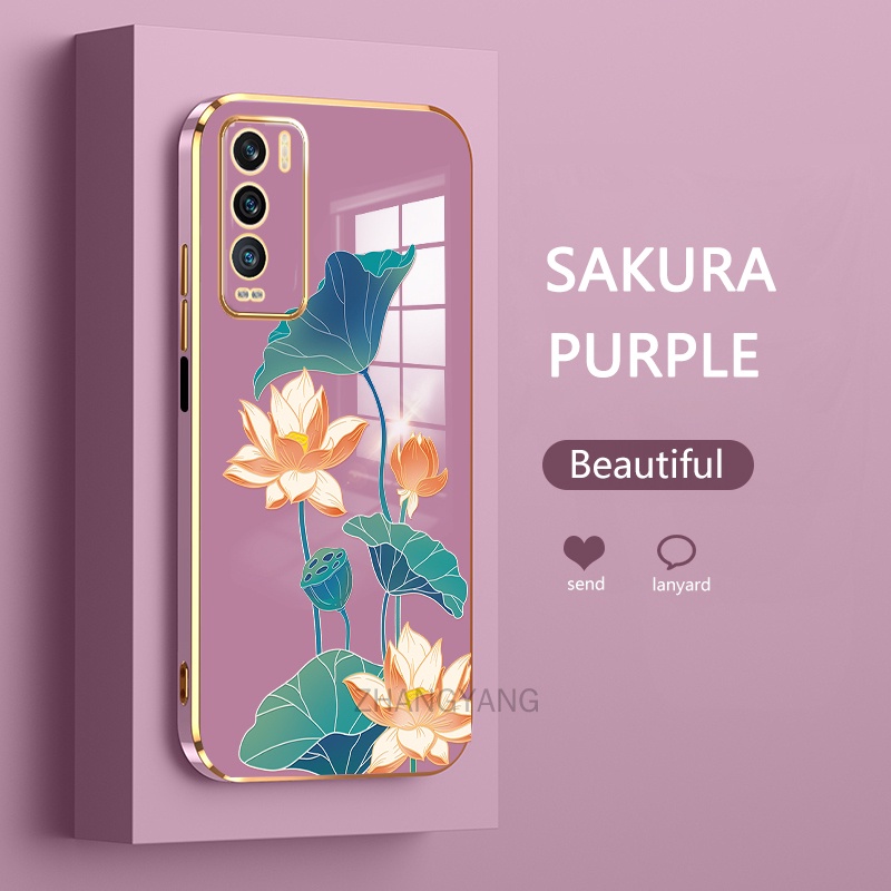 ốp lưng vivo y50 y30 y30i ốp điện thoại vivo y50 y30 y30i Ốp Điện Thoại TPU Dẻo Mạ Màu Họa Tiết Hoa Sen Sang Trọng