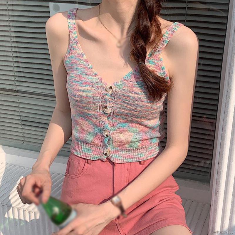Áo Tank Top Dệt Kim Thiết Kế Quyến Rũ Cho Nữ
