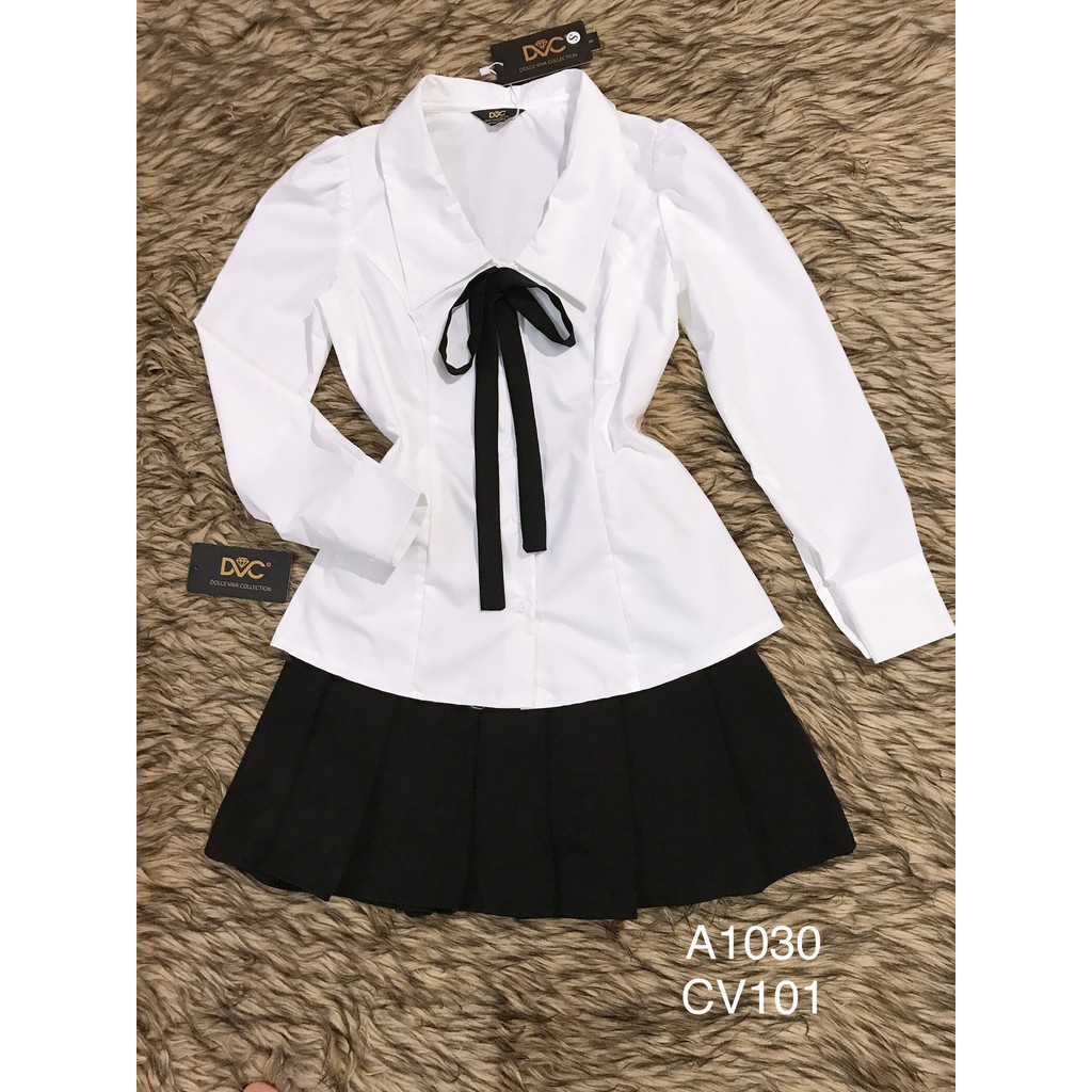 [ xả kho ] MiD Set đen trắng cổ bẻ V1030 Mie Design ảnh thật