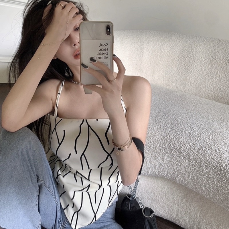 Áo hai dây hoạ tiết SO HOT