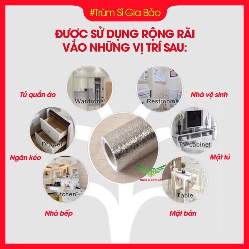 Giấy Bạc Dán Bếp, Tường Cách Nhiệt Chống Dầu Mỡ Dùng Cho Phòng Bếp, Lót Bếp Ga  Size 2M * 60cm.