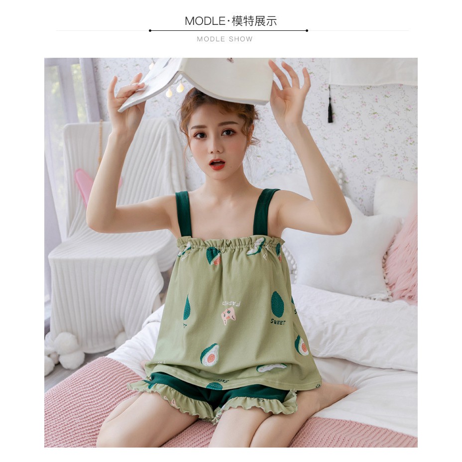 Bộ Ngủ 2 dây dễ thương (thun cotton) U3 | BigBuy360 - bigbuy360.vn