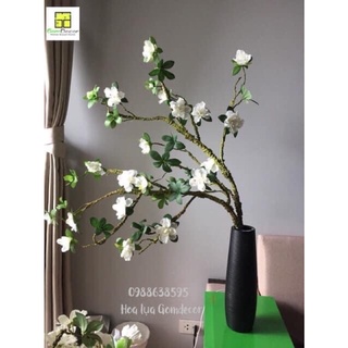 10 cành hoa đỗ quyên giả đẹp hoa lụa cao cấp