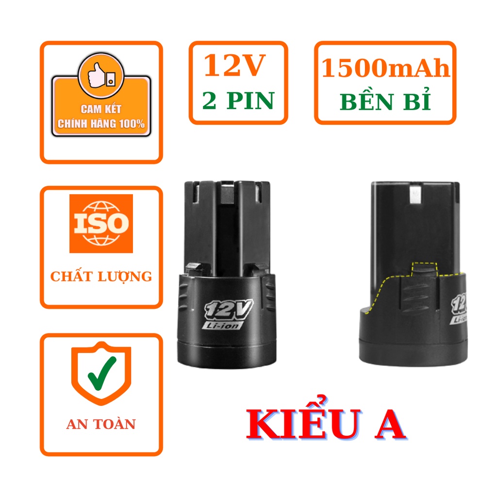 2 Pin máy khoan bắt vít cầm tay 12V 1500mAh