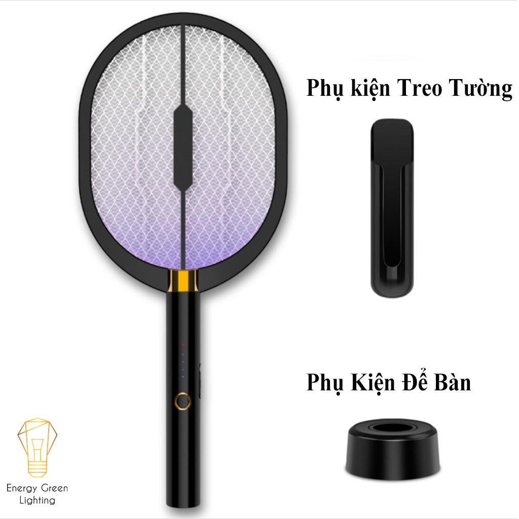 [PIN TRÂU] Vợt Bắt Muỗi Energy Green Lighting  XQN-898 Kiêm Đèn Thu Hút Muỗi , Diệt Muỗi Để Bàn , Treo Tường Tiện Lợi