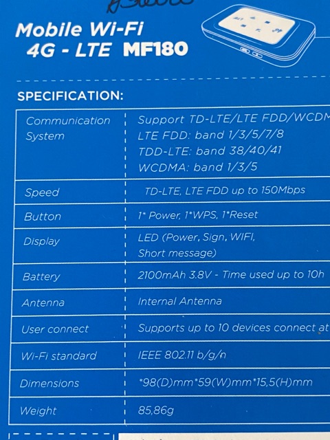 Cục phát wifi cầm tay MF180 4G-LTE